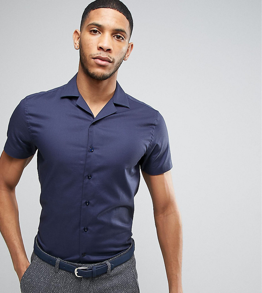 Noak Slim Shirt With Revere Collar In Texture, $32 | Asos | Lookastic
