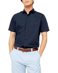 Topman Turn Up Slim Fit Short Sleeve Shirt