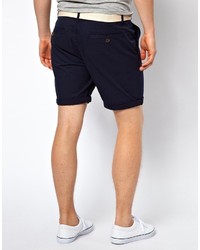 Asos Brand Chino Shorts With Belt In Mid Length