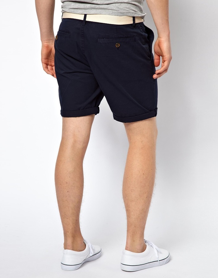 ASOS DESIGN slim chino shorts in navy