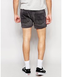 Asos Brand Denim Shorts In Stretch Slim Short Length Washed Black