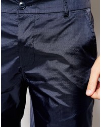Asos Brand Slim Chino Shorts In Nylon In Navy