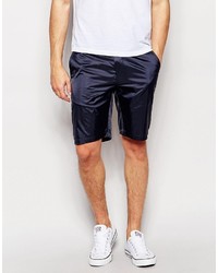 Asos Brand Slim Chino Shorts In Nylon In Navy