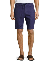 Neiman Marcus Drawstring Linen Shorts Blue