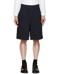 Kolor Navy Creased Nylon Shorts