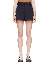 Marc Jacobs Navy Pleated Tab Shorts