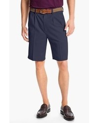 Nordstrom Smartcare Double Pleated Shorts Navy 34