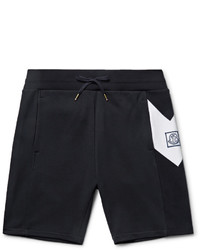 Moncler Gamme Bleu Slim Fit Chevron Detailed Cotton Jersey Shorts