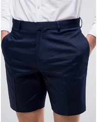 Asos Tailored Skinny Chino Shorts In Navy