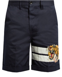 Gucci Tiger Appliqu Cotton Gabardine Shorts