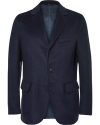 Brioni Navy Double Faced Wool Silk And Cashmere Blend Blazer