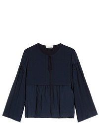 Chloé Chlo Gathered Seam Cotton And Silk Blend Top