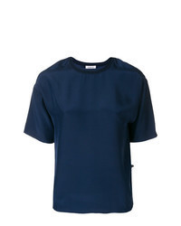 Navy Silk Crew-neck T-shirt
