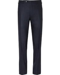 Canali Blue Sienna Slim Fit Slub Wool And Silk Blend Suit Trousers