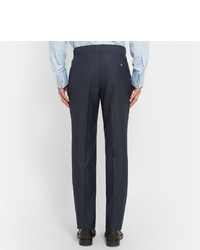 Kilgour Navy Wool And Silk Blend Suit Trousers