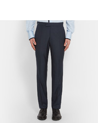 Kilgour Navy Wool And Silk Blend Suit Trousers