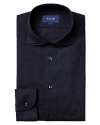 Eton Contemporary Fit Solid Cotton Silk Dress Shirt