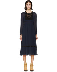 Burberry Prorsum Navy Silk Lace Dress