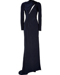 J. Mendel J Del Silk Cady Gown With Spiral Detail In Navy