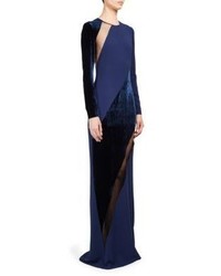 Stella McCartney Long Sleeve Velvet Silk Blend Gown