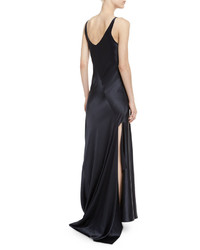 Narciso Rodriguez Sleeveless Bias Cut Silk Gown Dark Indigo
