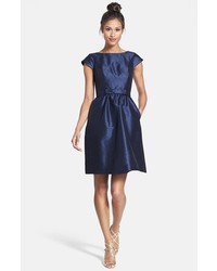 Navy Silk Fit and Flare Dress