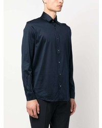 Moorer Long Sleeve Satin Cotton Shirt