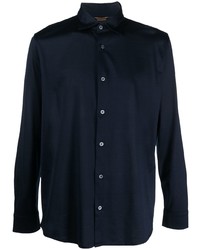 Moorer Long Sleeve Satin Cotton Shirt