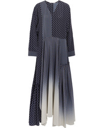 Stella McCartney Dominique Oversized Silk Crepe De Chine Maxi Dress Navy