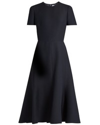 Valentino Fluted Wool And Silk Blend Crepe Midi Dress