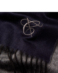 Canali Double Faced Silk And Cashmere Blend Scarf