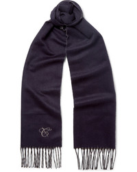 Canali Double Faced Silk And Cashmere Blend Scarf