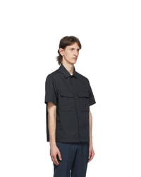 Ermenegildo Zegna Navy Cotton Silk Short Sleeve Shirt