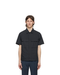 Ermenegildo Zegna Navy Cotton Silk Short Sleeve Shirt