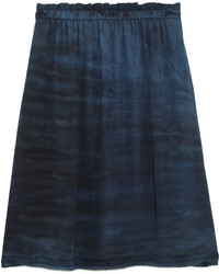 Raquel Allegra Tie Dyed Silk Georgette Mini Skirt Midnight Blue