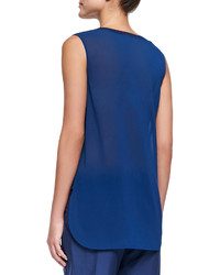 Vince Mixed Fabric Silk Muscle Tee