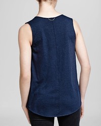 The Kooples Top Sleeveless Silk And Jersey Zip Front