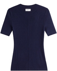 Frame Denim Short Sleeved Silk Pullover With Cashmere