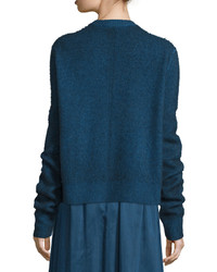 The Row Rienda Extended Sleeve Distressed Sweater Dark Sapphire