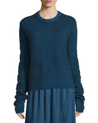 The Row Rienda Extended Sleeve Distressed Sweater Dark Sapphire