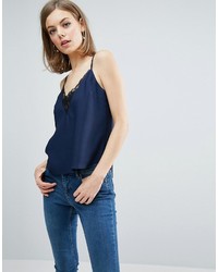Asos Cami With Lace Plunge Tie Back