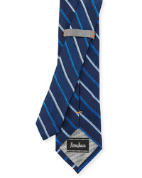 Neiman Marcus Alternating Bar Silk Tie Navy