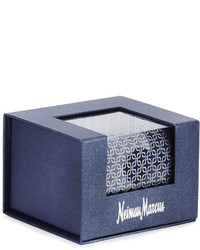 Neiman Marcus Boxed Box Pattern Silk Tie Navy