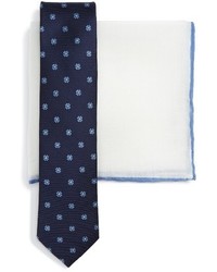 The Tie Bar Medallion Flower Silk Tie Linen Pocket Square Style Box