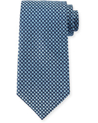 Charvet Neat Small Patterned Silk Tie Blue