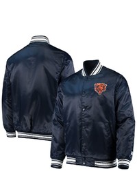 STARTE R Navy Chicago Bears Locker Room Satin Varsity Full Snap Jacket At Nordstrom
