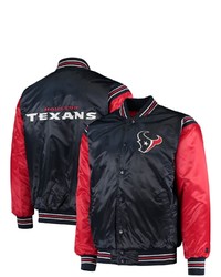 STARTE R Navyred Houston Texans Enforcer Satin Varsity Full Snap Jacket