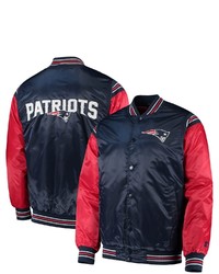 STARTE R Navyred New England Patriots Enforcer Satin Varsity Full Snap Jacket