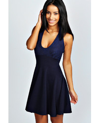 Boohoo Carys Lace Halterneck Skater Dress