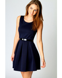 Boohoo Julia Box Pleat Sleeveless Skater Dress